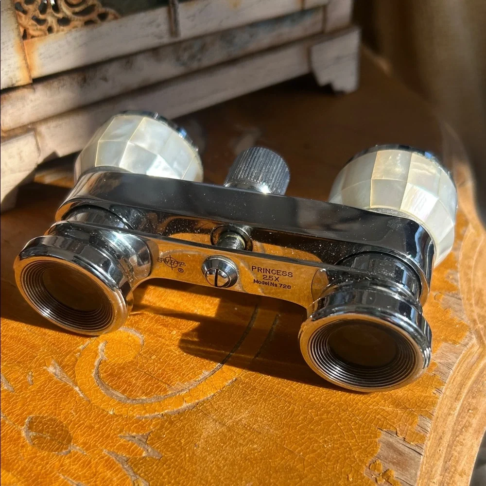 Vintage Opera Glasses with Floral Case